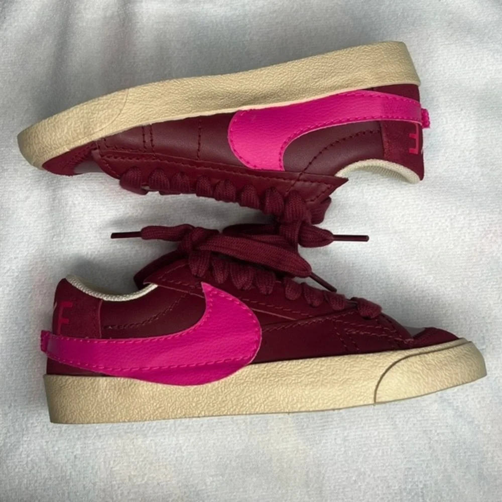 Nike Blazer Low '77 Jumbo Burgundy Hot Pink Leather Sneakers Sz 5 Women's Retro - Picture 3 of 6